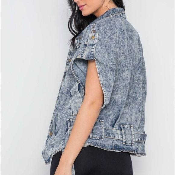 NOVA ACID WASH SHORT SLEEVE JACKET light wash - Picture 3 of 6